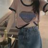 Women's Pink Color Block Short-Sleeve Crop Top - Sweet & Spicy Summer Style