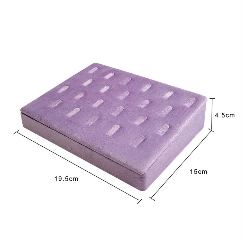 

Высококачественный креативный цветной бархатный наклонный лоток для хранения ювелирных колец с 22 слотами, ювелирный витринный предмет для хранения ювелирных изделий 1PCS светло-фиолетовый