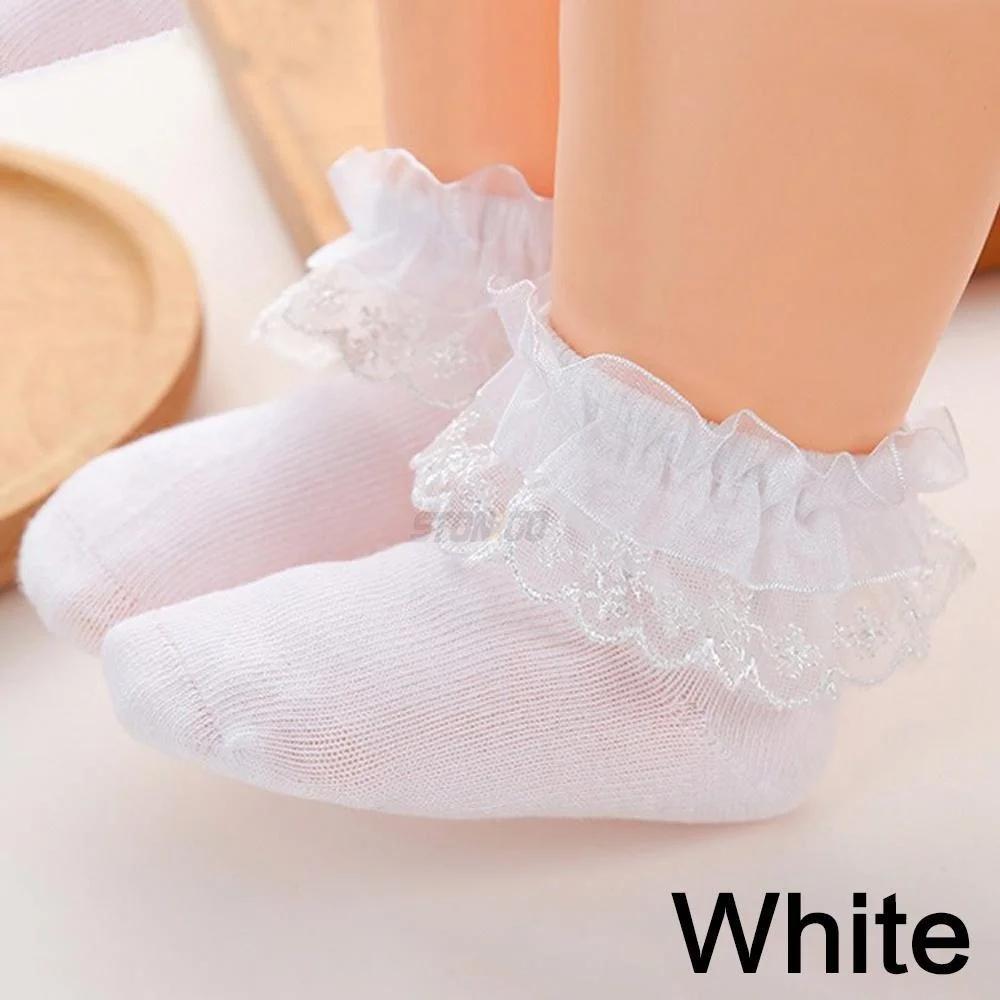 

Милые Хлопковые Кружевные Носочки для Девочек Новорожденных 0 1 Года Носочки-Пинетки Принцессы Весна Лето Осень Детские Аксессуары 7-9cm белый
