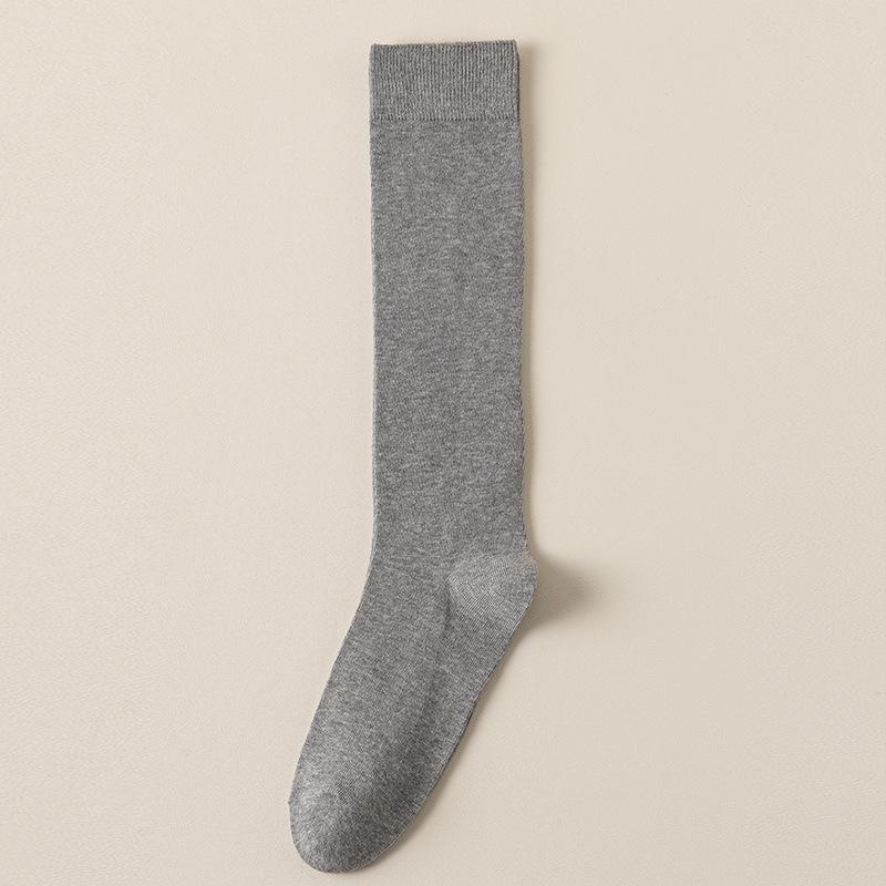 Lange Strümpfe, Damen-Wadenstrümpfe, Damen-Baumwollstrümpfe mit Anti-Pilling-Effekt in Uni-Farbe, Hohe Strümpfe für Herbst und Winter, Frottee-Strümpfe