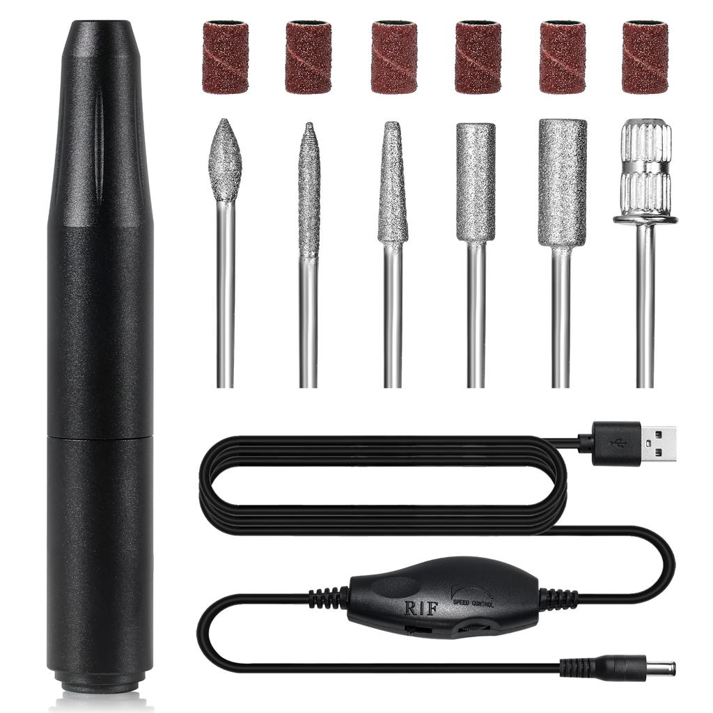 Electric Nail Drill Professional USB Portable Nail Drill Pen Low Voice Nail File for Acrylic Gel Nails Manicure Salon Use
