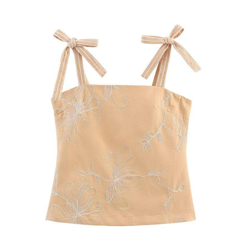 

Kaslead New Women clothes Western Style Fashion Slim fit Embroidered Top Trousers 2678046 2678045 Khaki Tops L