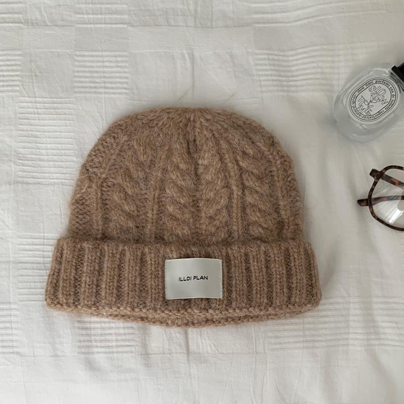 New Plush Twisted Knitted Hat for Women Winter Style Cold Proof and Warm Ear Protection Plus Velvet Thickened Fashionable Versatile Hat