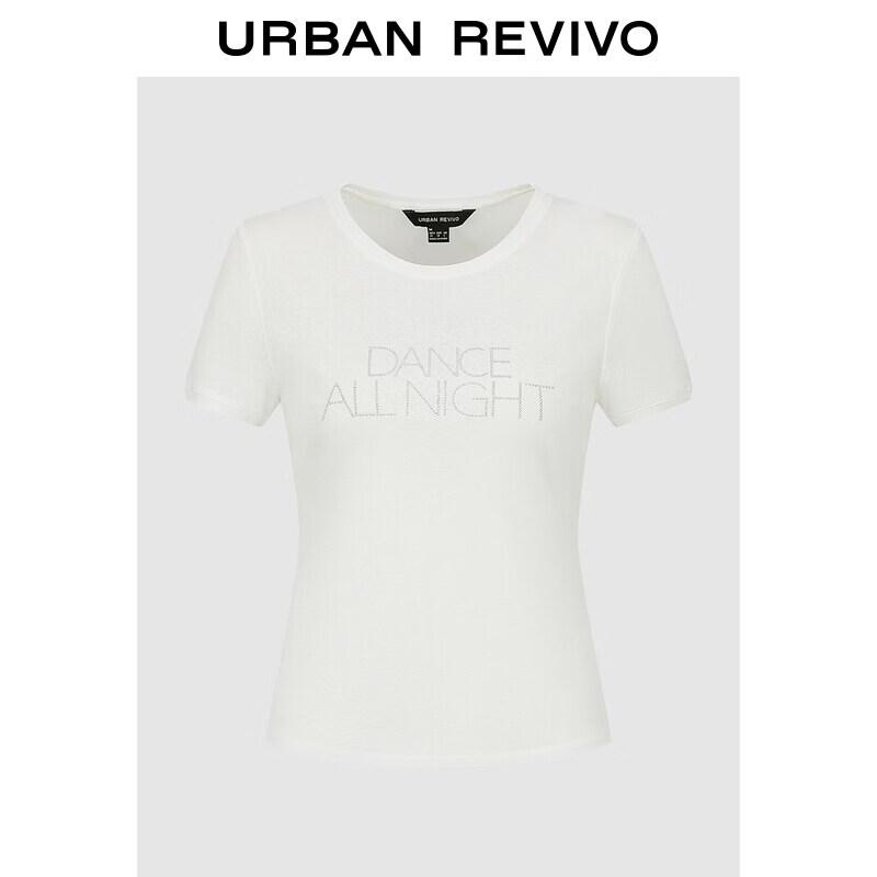 UR2026 Women s Rhinestone Letter Slim-Fit T-Shirt M
