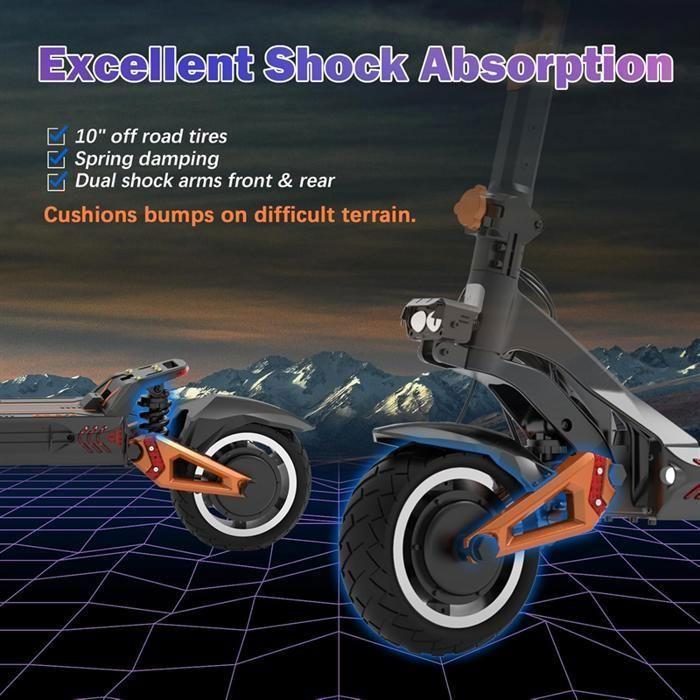 Skládací elektrická koloběžka KuKirin G3 PRO - Motor 2400W - Baterie 52V 23.2Ah - 10" pneumatiky - Sklon 35° - Dojezd 80 km