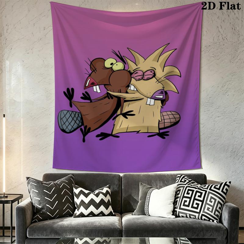 The Angry Beavers Wall Tapestry Aesthetic Wall Hanging Printed Fabric Blanket Decorative Tapestries for Bedroom Living Room Home Decor