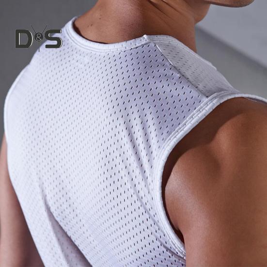 Herren Mesh-Weste Sommer-Tanktop Einfarbig Rundhals Ärmellos Singlet Slim Fit Muskel-Fitness-Shirt für Fitnessstudio Streetwear