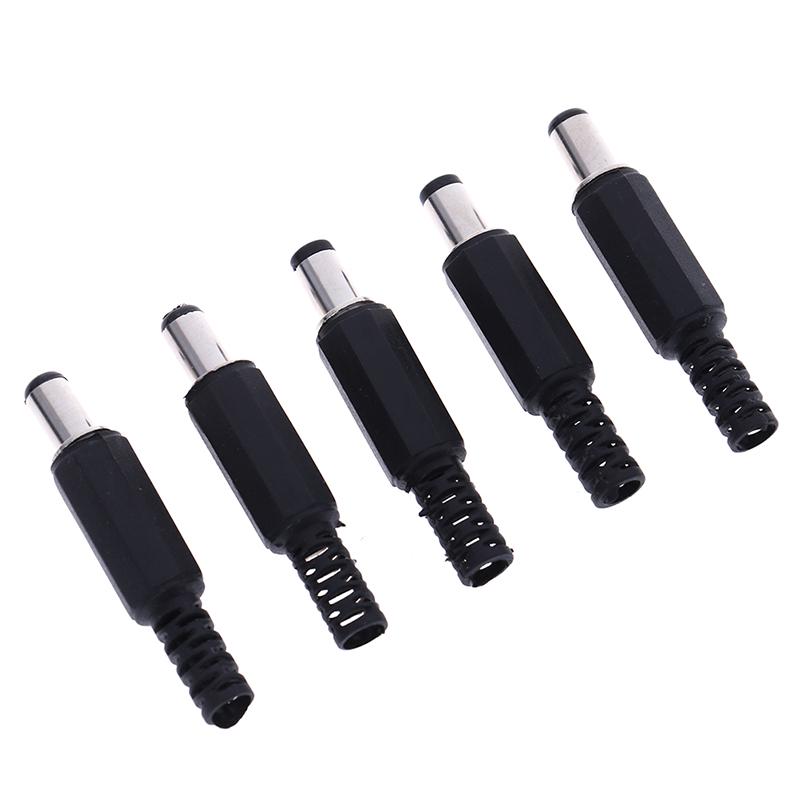 5Pcs 5.5X2.1Mm Male Dc In-Line Plug Socket Jack Connector Adapter