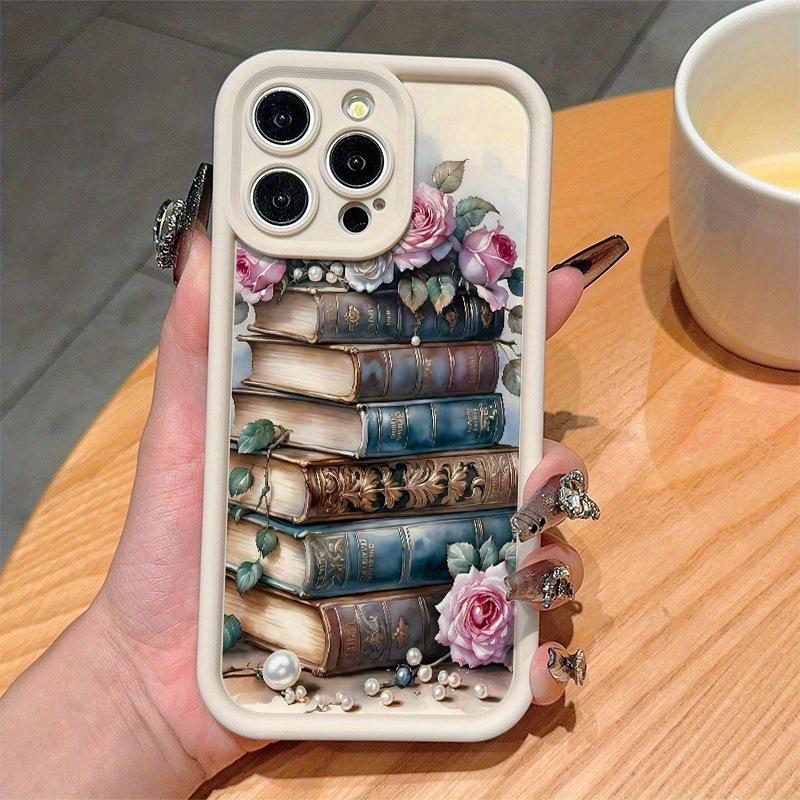 Creative Flowers and Plants Books iPhone15 Mobile Phone Case Apple 14promax Soft Silicone 13 All-inclusive 16 Anti-drop 7/8P