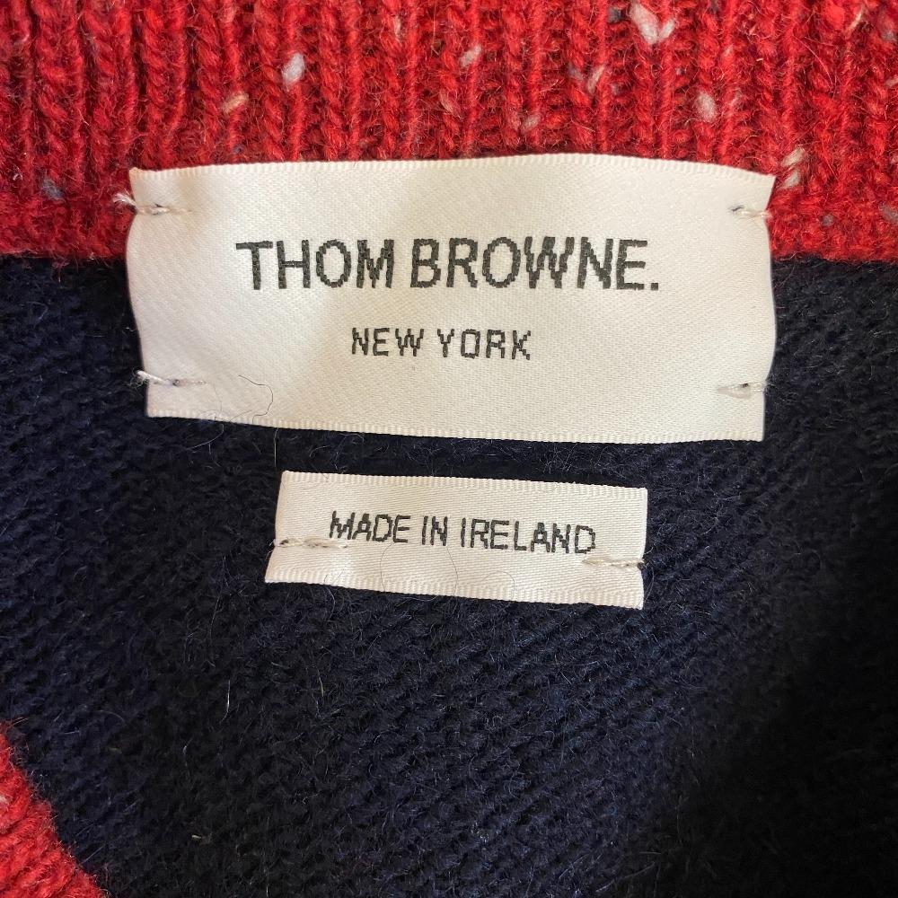 THOM BROWNE Knit Wool Sweater Navy Wool Women Used
