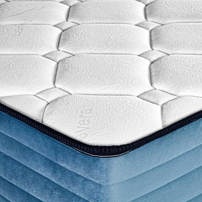 Matelas 140x190 cm, BestSeller, 20cm, mousse mémoire de forme, indépendance du couchage, face été/hiver