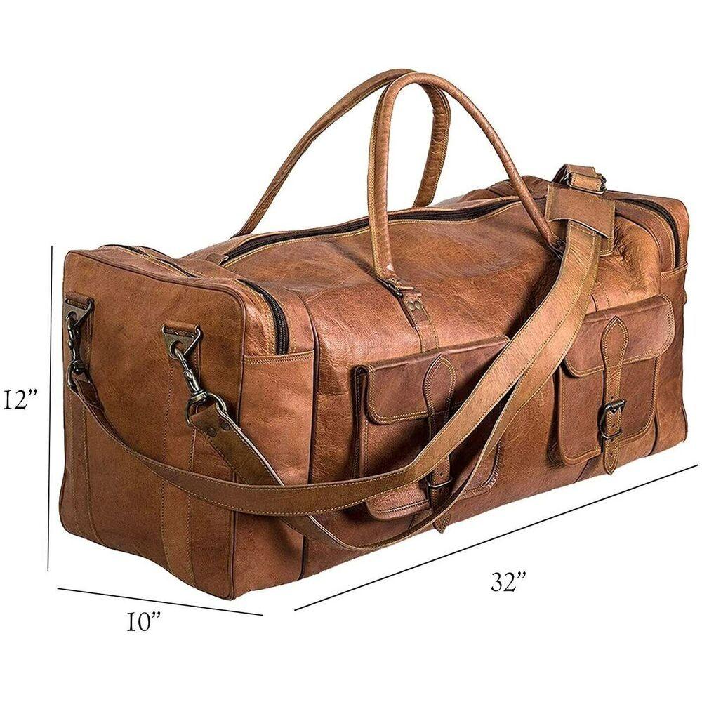 Große handgefertigte Tasche aus echtem Ziegenleder Duffle Bag Reisetasche Turnbeutel Wochenendtasche