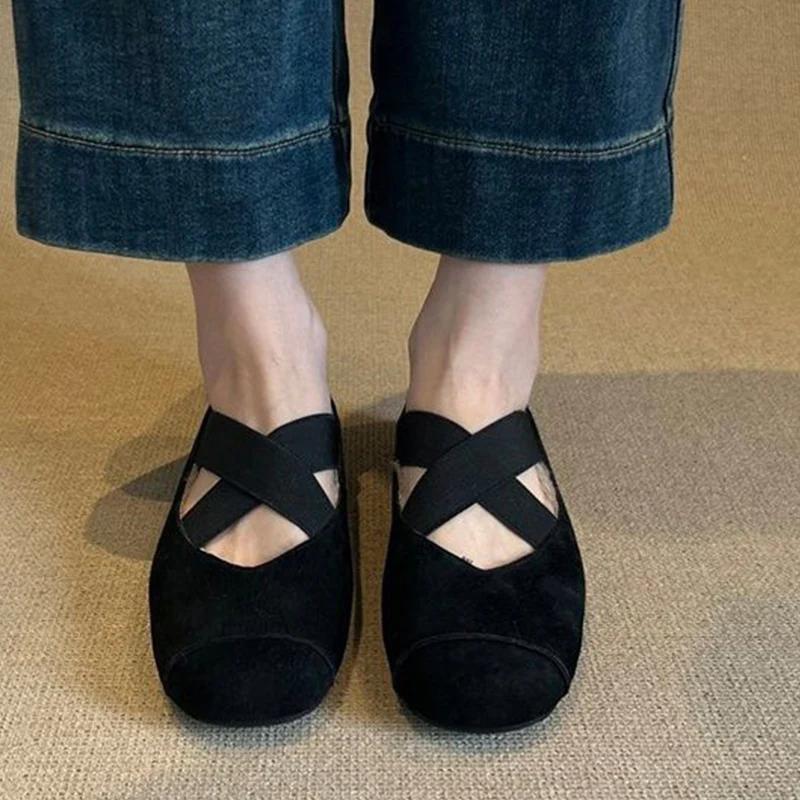 

Замшевые балетки женские балетки короткие плюшевые хлопковые туфли 2025 года трендовые дизайнерские прогулочные теплые уютные зимние туфли Zapatos Mujer 40 чёрный