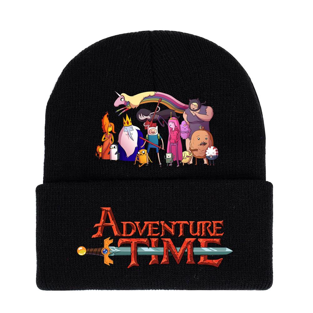 Adventure Time Cartoon Print Acrylic Knit Hat Winter Warm Unisex Beanie For Adults Teens