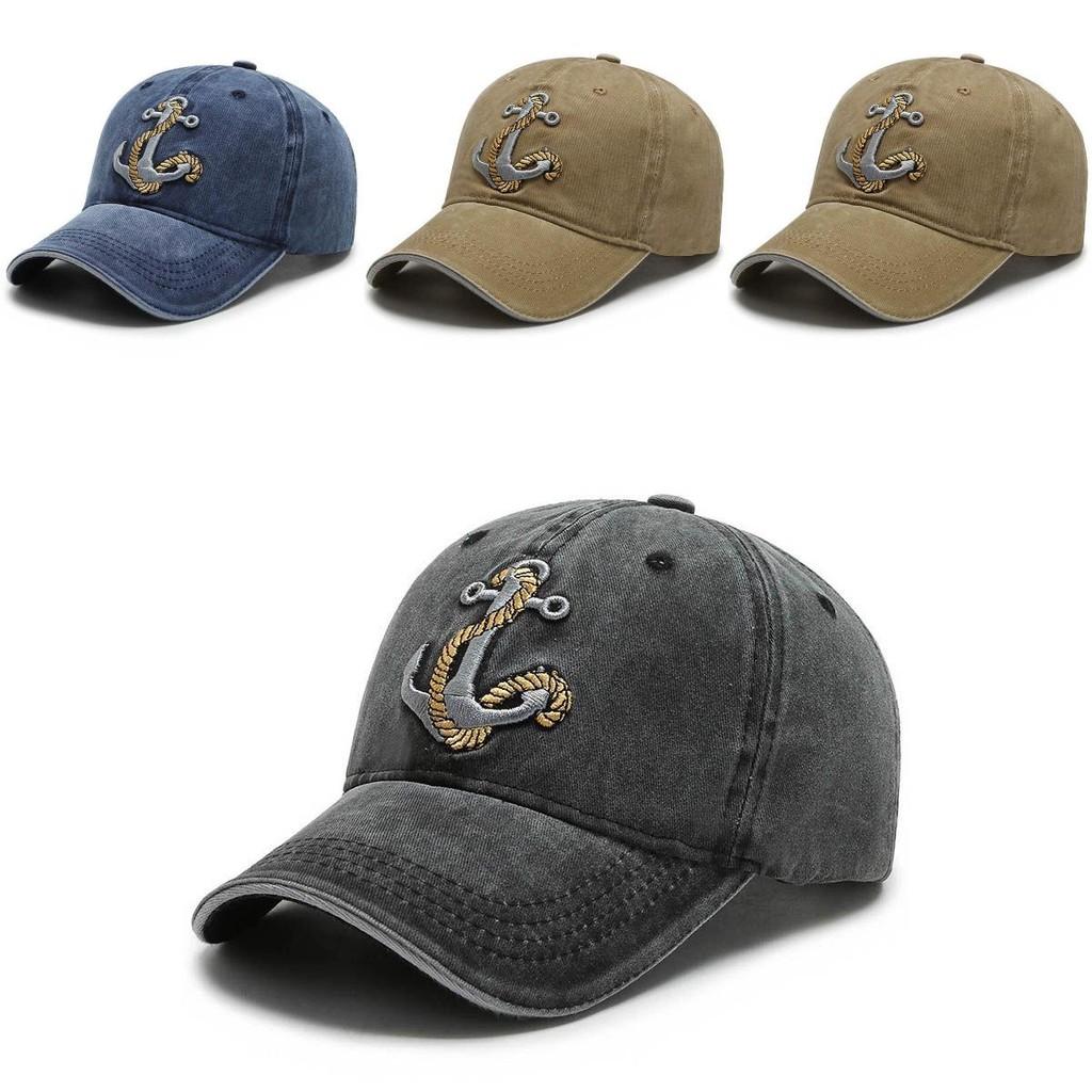 Cappellino da baseball da uomo alla moda con design unico di ancora ricamata per le stagioni primaverile e autunnale