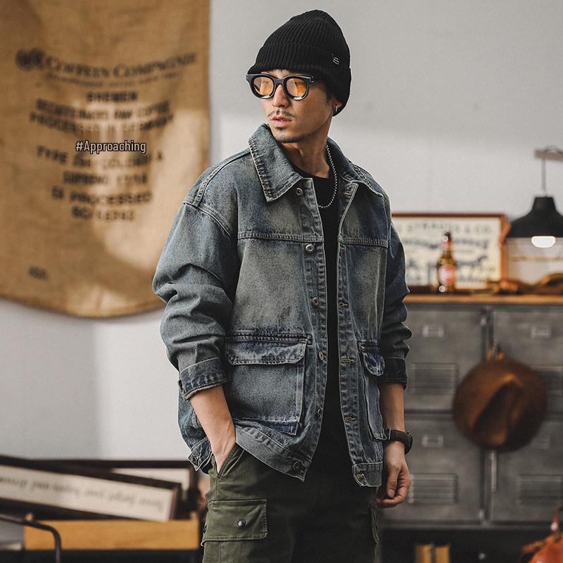 Men's Autumn 2024 Vintage Denim Workwear Jacket - Classic, Cool, Tough Style