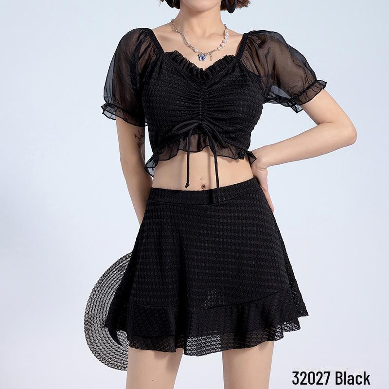 Women’s Sexy Slim Gathered Swimsuit with Split Skirt - 2025 Hot Spring Fashion
