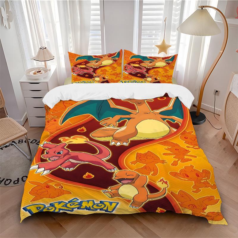 

3pc Pokemon Charizard Bedding Set Guest Room Bedroom Decor Christmas Halloween Decor Birthday and Holiday Gifts- All Seasons 3pcs Quilt 059 135x200cm