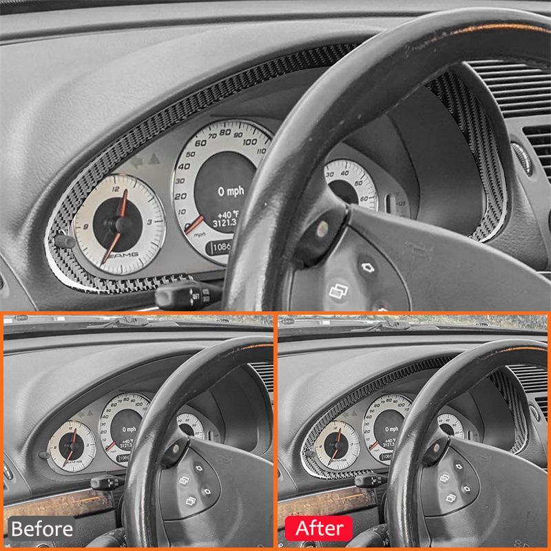 Carbon Fiber Car Console Trument Panel Screen Frame Cover Trim Decoration Sticker For Mercedes Benz E Class W211 2003-2009