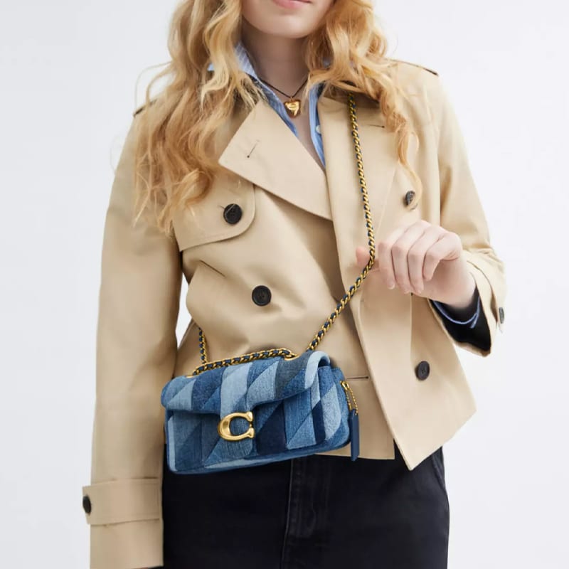 COACH Tabby Denim With Nappa Leather Shoulder Bag Small Women's Denim Blue CAM93-B4EI