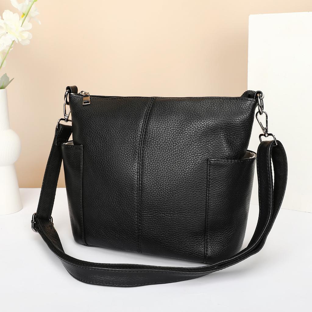 Design-inspired Single-shoulder Bag, Niche Large-capacity Commuter Bag, Cowhide Texture Crossbody Bag Casually