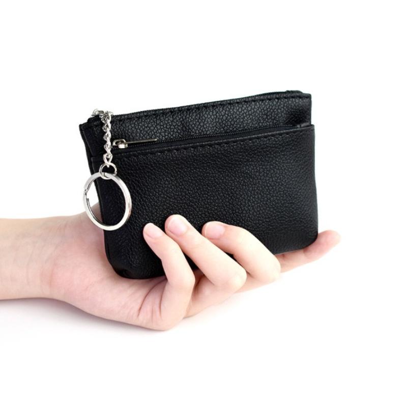 Mini PU Leather Coin Purse Keychain Wallet Multifunctional Zipper Card Holder Fashion Key Bag Key Ring Small Wallet