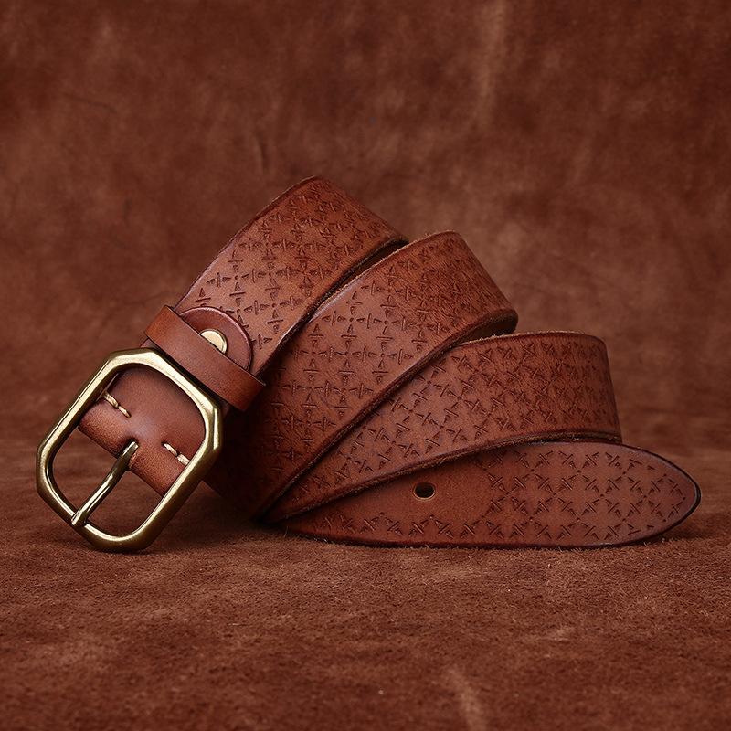 

3,8 см ремни из натуральной кожи высокого качества из натуральной кожи для мужчин, фирменный ремень, мужская латунная пряжка, винтажные джинсы, ковбойские роскошные чинтосы 125cm хаки