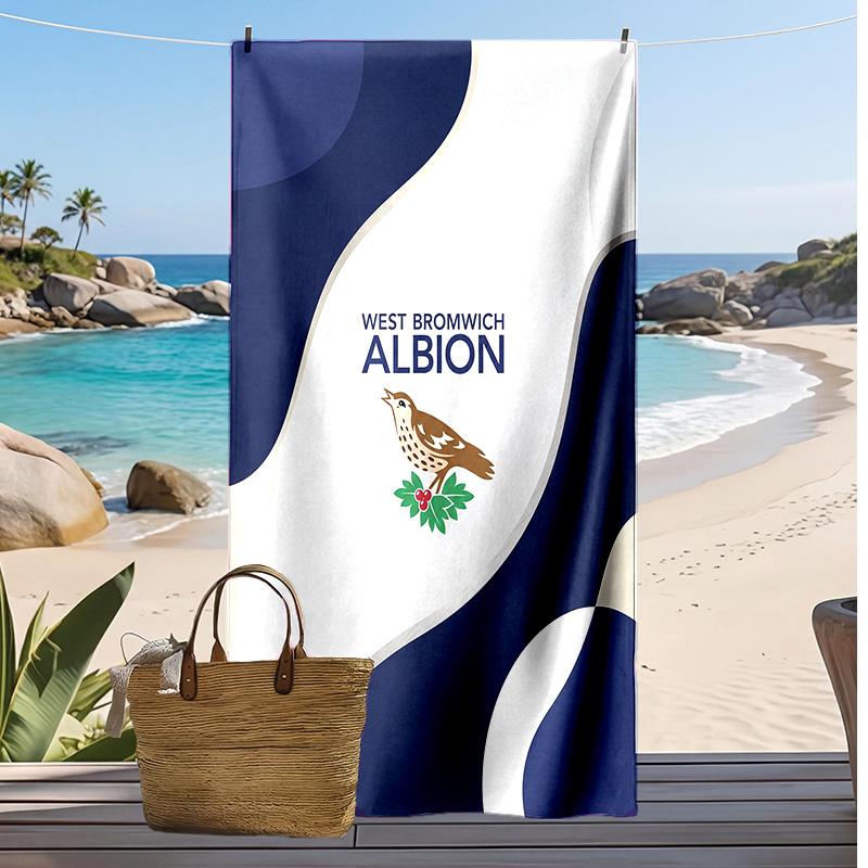 Toalla de Playa con Estampado de Fútbol del West Bromwich Albion, Toalla Grande Suave de Secado Rápido para Playa, Camping, Natación