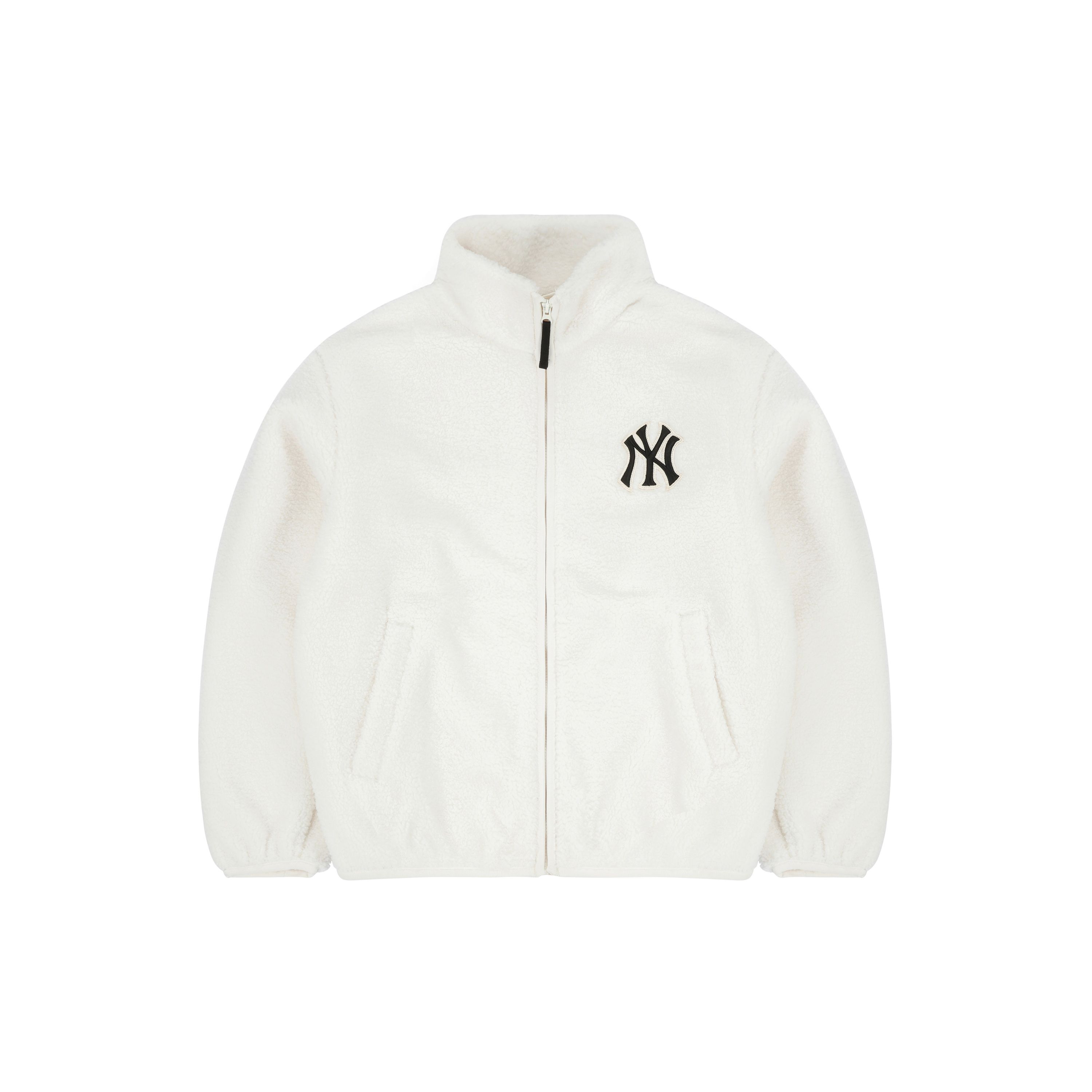 MLB einfarbige Logo-Stickerei Sherpa-Jacke Unisex-Jacken Elfenbein 3AJPF2916-50IVS S white