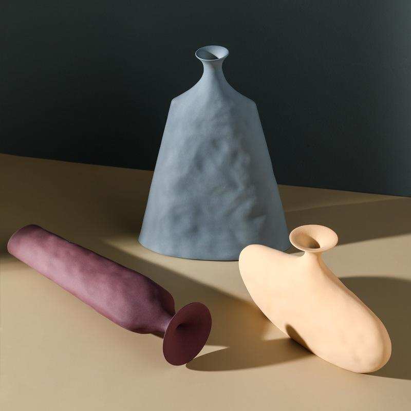 1 Stück nordischen Stil Morandi Farbe Porzellan Vase kreative Innendekoration Zuhause Wohnzimmer Dekor Blumenarrangement Blumenbehälter
