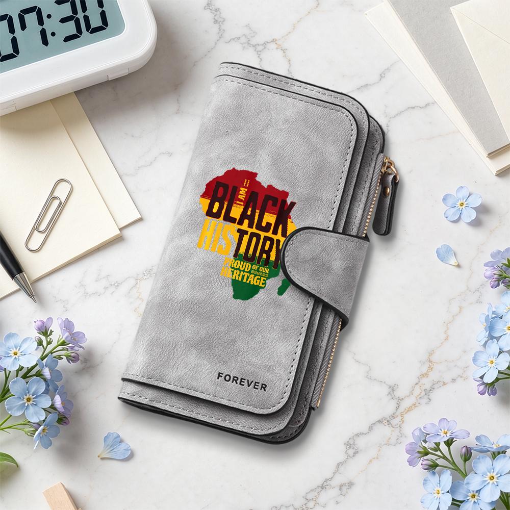 Black History Heritage Long Wallet Fashion Casual Portable Purse for Daily Use