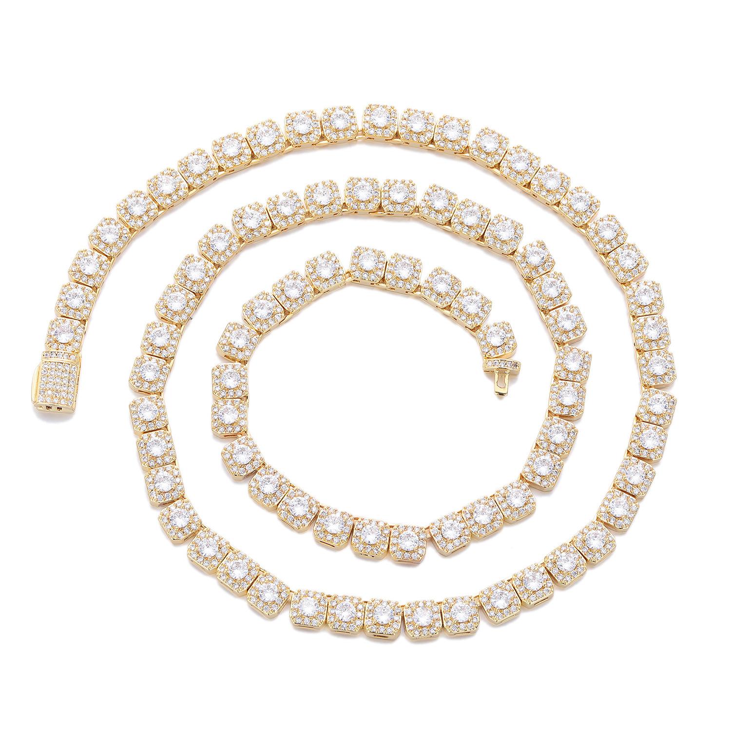 

European and American light luxury fashion square zircon rock sugar chain 2026 spring trend hip hop square jewelry accessories Bracelet 7inch (length about 18cm)