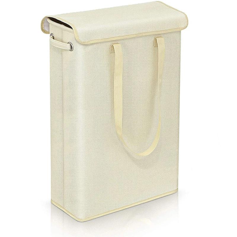 45L Thin Laundry Basket with Cover, Narrow Hand, Fine Hand, Dirty Laundry Basket, Bedroom, Kindergarten, Whole Basket Storage Ba