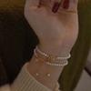 Luxury Niche Imitation Pearl Bracelet for Women Elegant Hollow Blessing Lucky Long Tassel Adjustable Bracelet Birthday Gifts