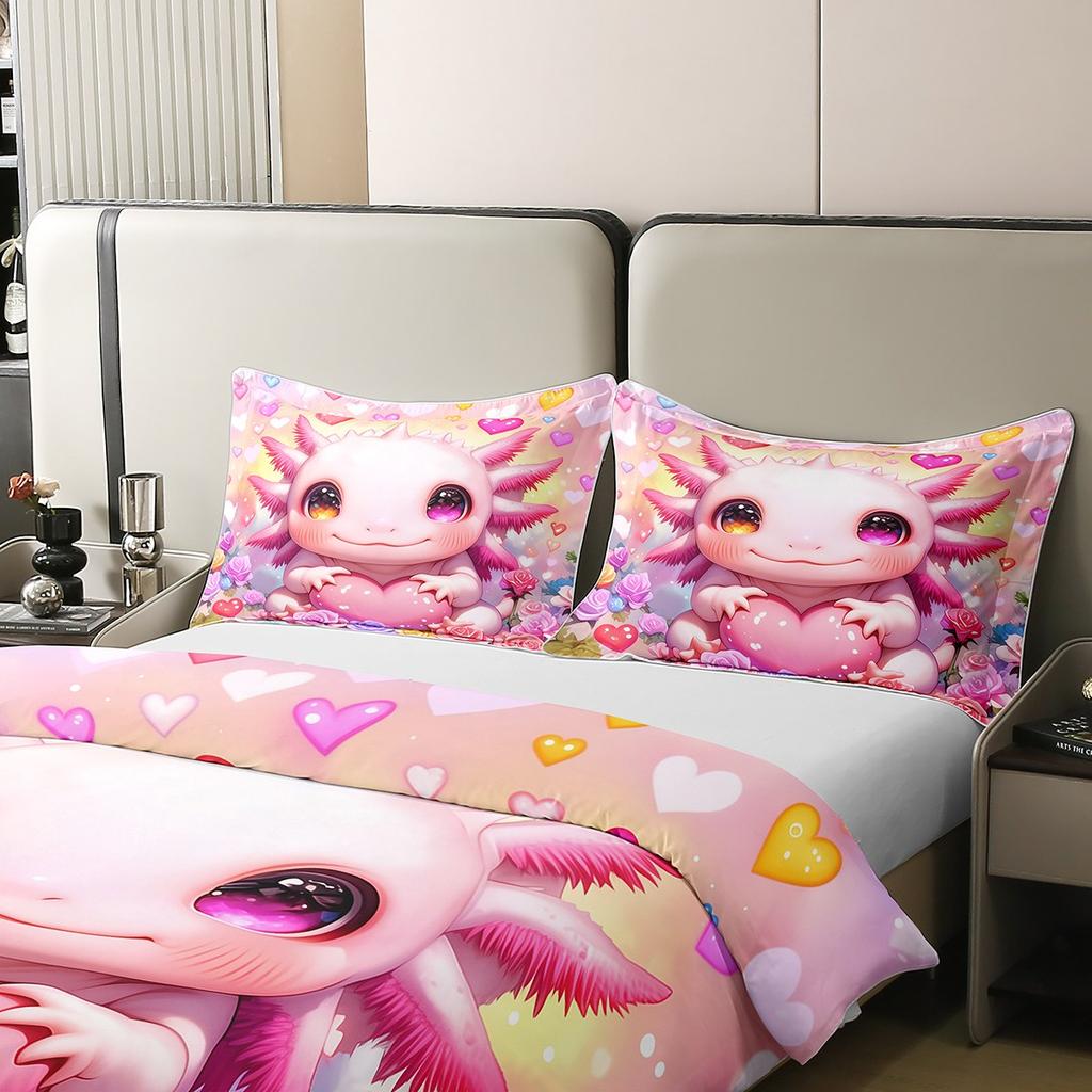 Comforter Kawaii Axolotl Full For Kids Boys Girls Room Decorpink Cute Cartoon Animal Bedding Set Sea Coral Shell Soft Warm