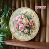 Vintage Round Metal Sign Aluminum Wall Art Floral Plate Retro Home Decor