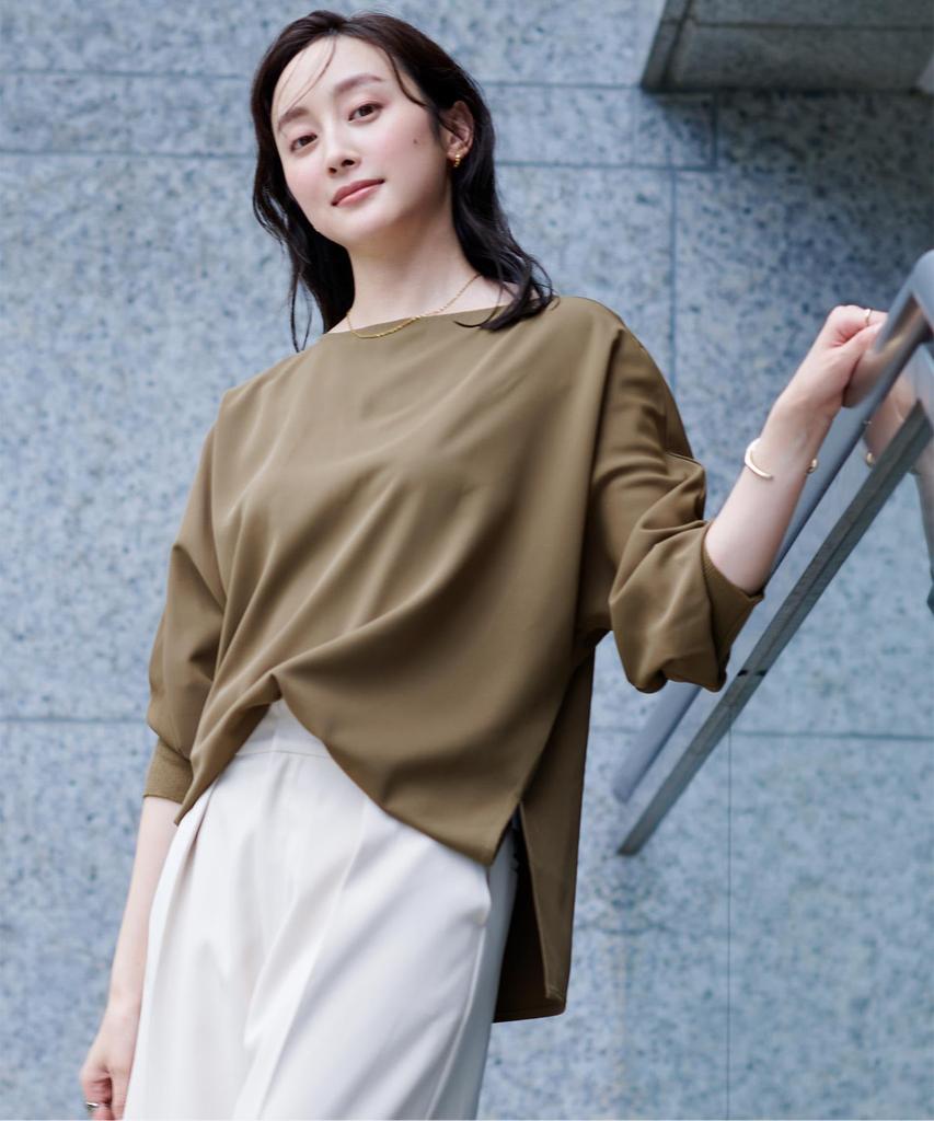 Yours Boat Neck Dolman Sleeve Pullover BDXU1550 Women's L Olive