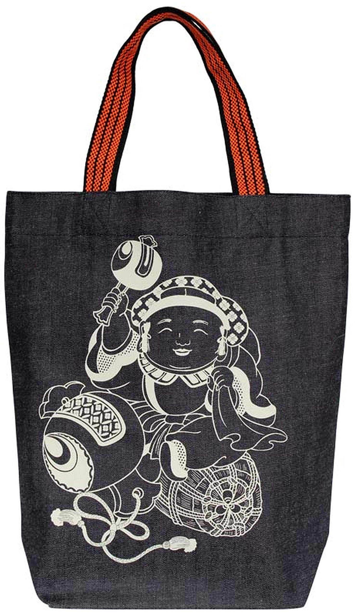 Kurashiki Denim Tote Retro Japanese Vertical Size Bag Pattern Daikokuten джинсовый 4960₽