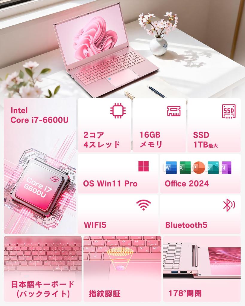 VETESA Laptop with Office Windows 11 Core 16GB 512GB Thin and FHD 1920x1080 Fingerprint Numeric Japanese WiFi USB Ideal for Remote and 2024, Pro,