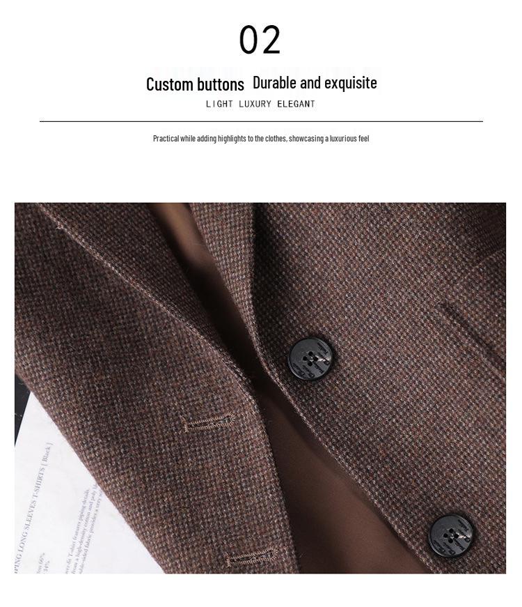 Women's High-End Wool Blend Suit Jacket - Autumn/Winter 2025 Slimming Professional Style