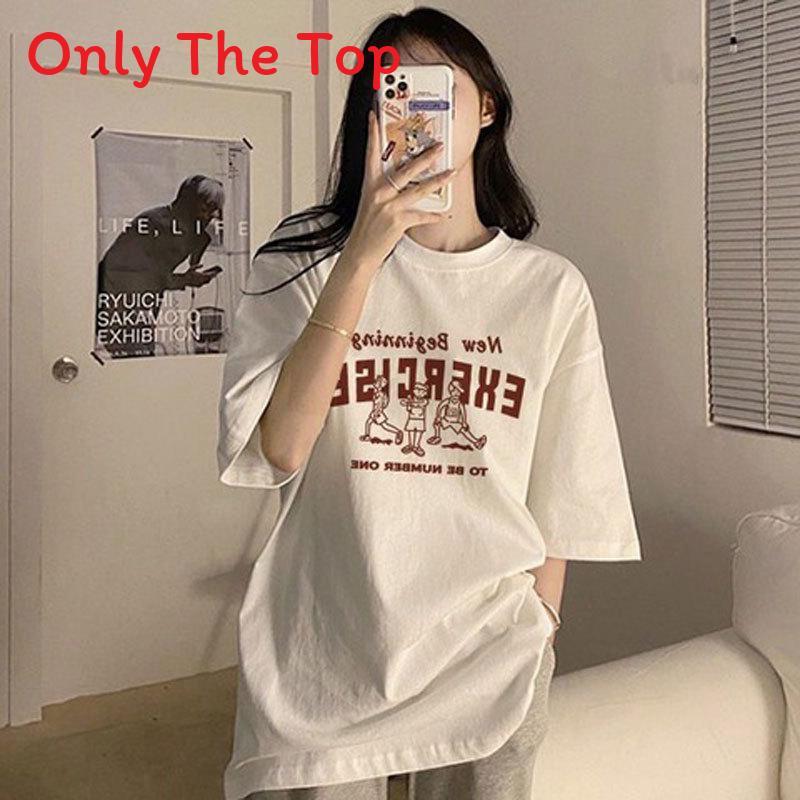 Summer Korean Style Loose Fit Letter Print T Shirt For Women Casual Wear