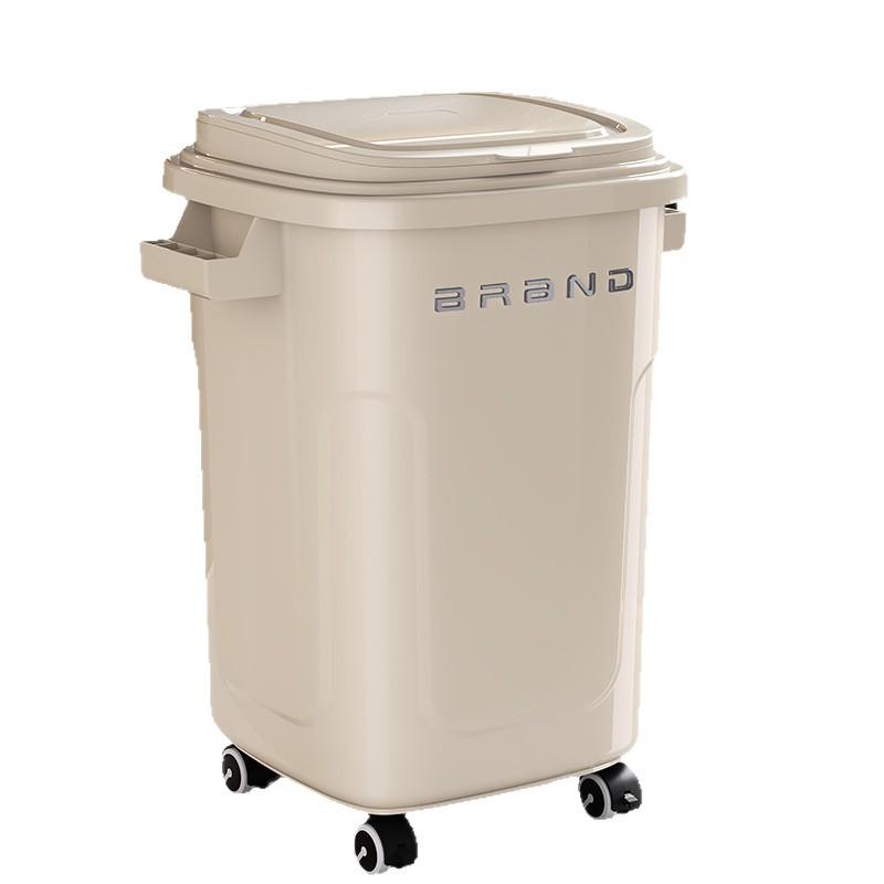 Large Mobile Industrial-Style Kitchen Trash Can with Wheels for Indoor/Outdoor Use