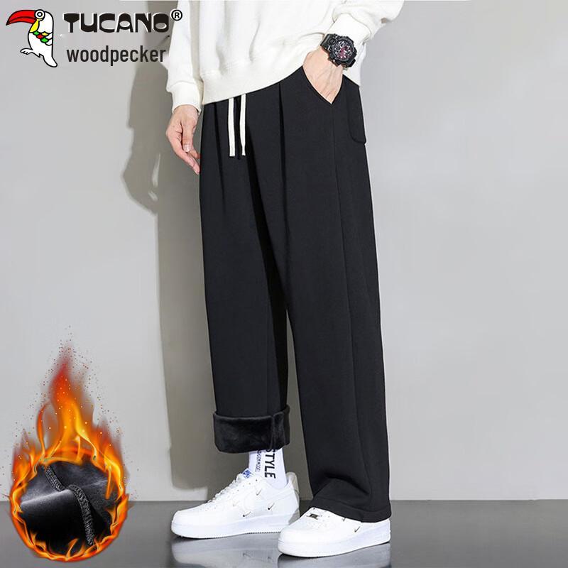 Tucano Men's Winter Fleece-Lined Loose Straight Leg Casual Sweatpants