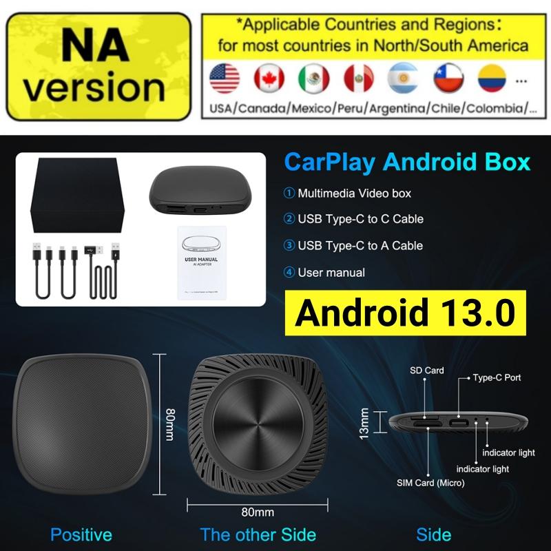 8GB 128GB New Android 13 Smart CarPlay Ai Box Wired To Wireless CarPlay Wireless Android Auto For Netflix For YouTube GPS 5GWiFi