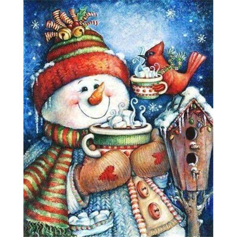 Full Round Drill Diamond Painting 5D Snowman Diamond Embroidery Winter Landscape Cross Stitch Home Decoration