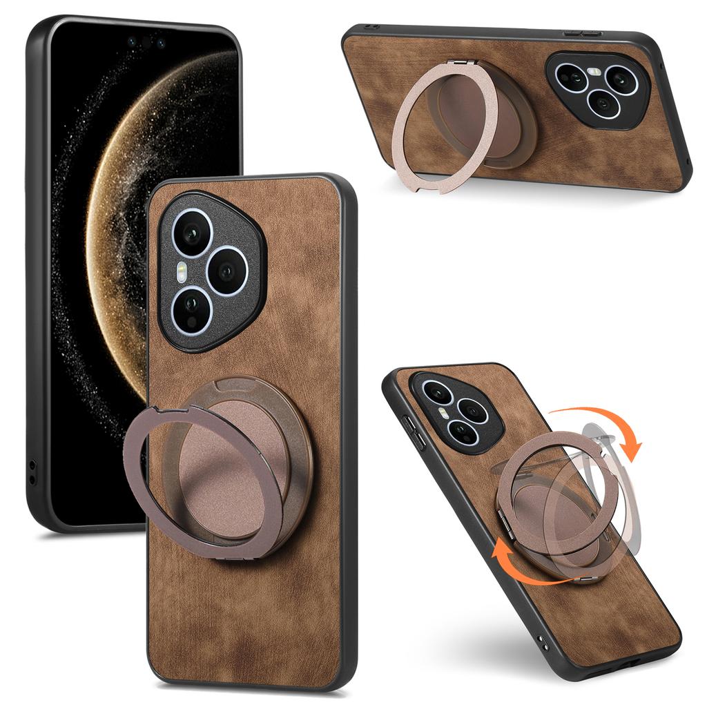 For Honor 400 Pro 5G (Global) Phone Case with Rotating Kickstand Stress Relief Retro Leather Back Cover