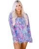 Azura Exchange Printed Wide Neck Thumbhole Sleeve Henley Top