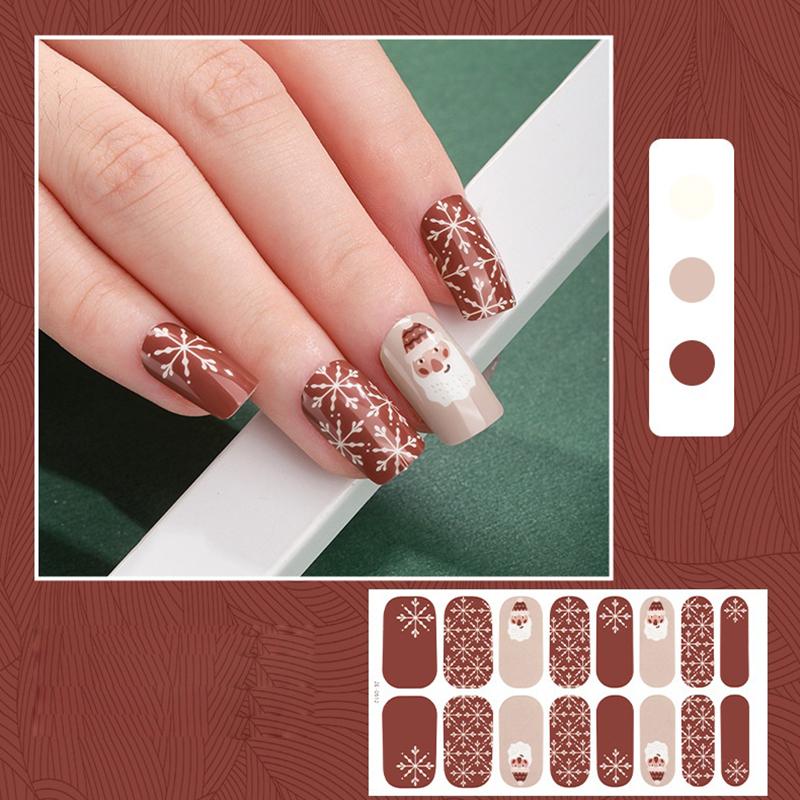 Christmas Series Full Cover Nail Stickers Snowflake Nail Decal Women Self Adhesive Manicure Designer Nail Art Sticker Decoration
