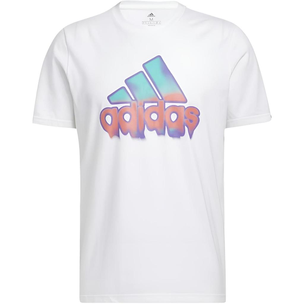 Adidas T Shirts Men's White Crew Neck Moderate Straight Fit HE4812