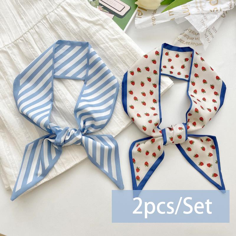 

2-6 шт./комплект шелковый атласный шарф женский тканевый ободок для волос головной убор аксессуары женские шарфы ленты шейные завязки для ручки сумки